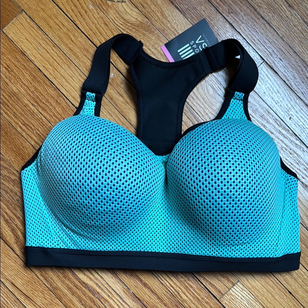 VSX Sport Aqua, Blue, and Black Mesh Racerback Sports Bra
